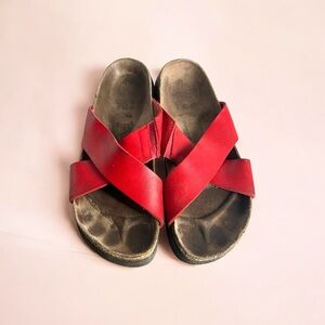 Birkis by Birkenstock Red Criss-Cross Sandals